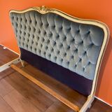 Upholstered bed Louis XVI blue style