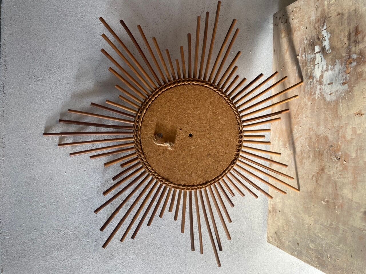 Vintage rattan sun mirror