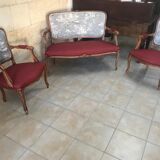 2-seater sofa and 2 armchairs in Louis XV style, revamped
