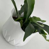 Cache-pot vintage en forme de tulipe en porcelaine blanche
