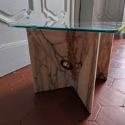 Table d'appoint ligne Roset en marbre rose des années 80
