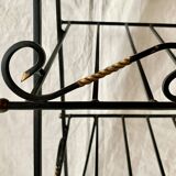 Table d'appoint et porte-revue vintage en fer forgé et carreaux de céramique