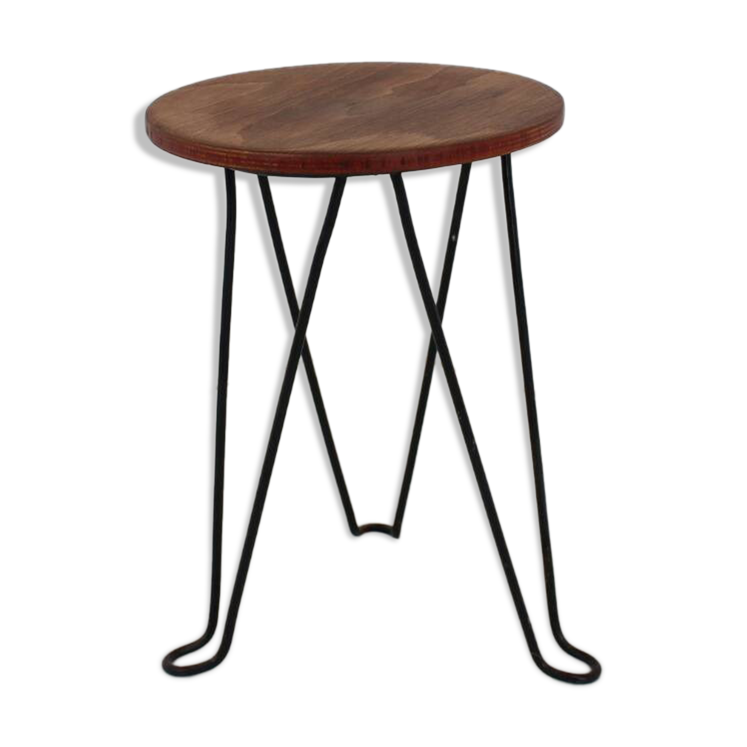 Tabouret en bois et métal, Tchécoslovaquie 1950