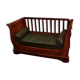 Banquette en noyer et cuir vert du XIXe siècle