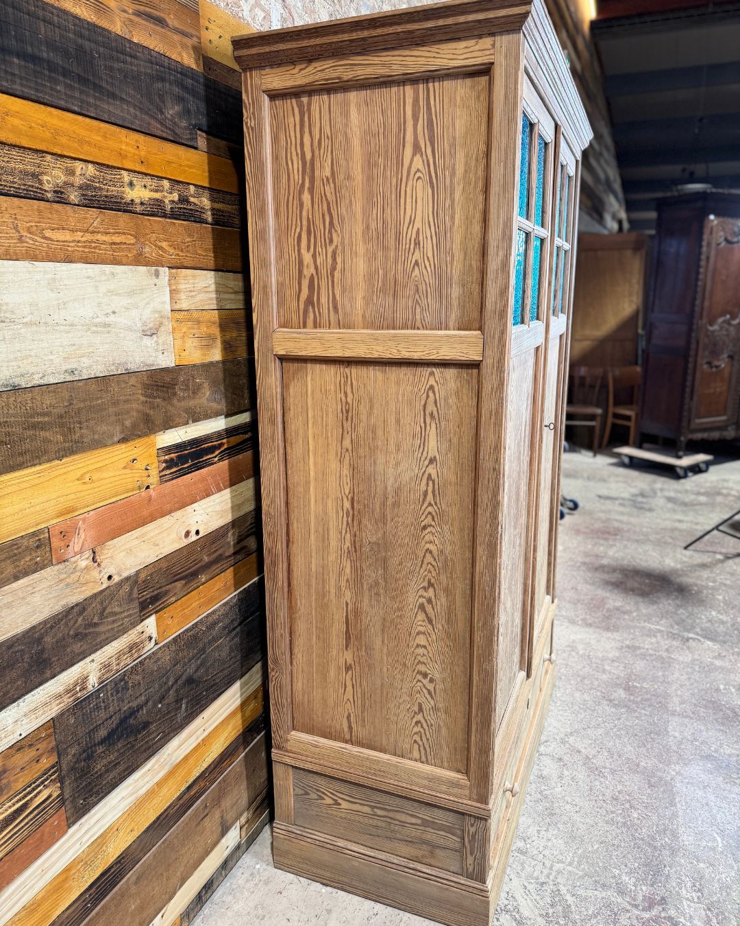 Antique wardrobe in solid pitch pine