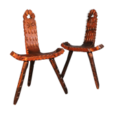 Chaises tripode brutaliste 1960