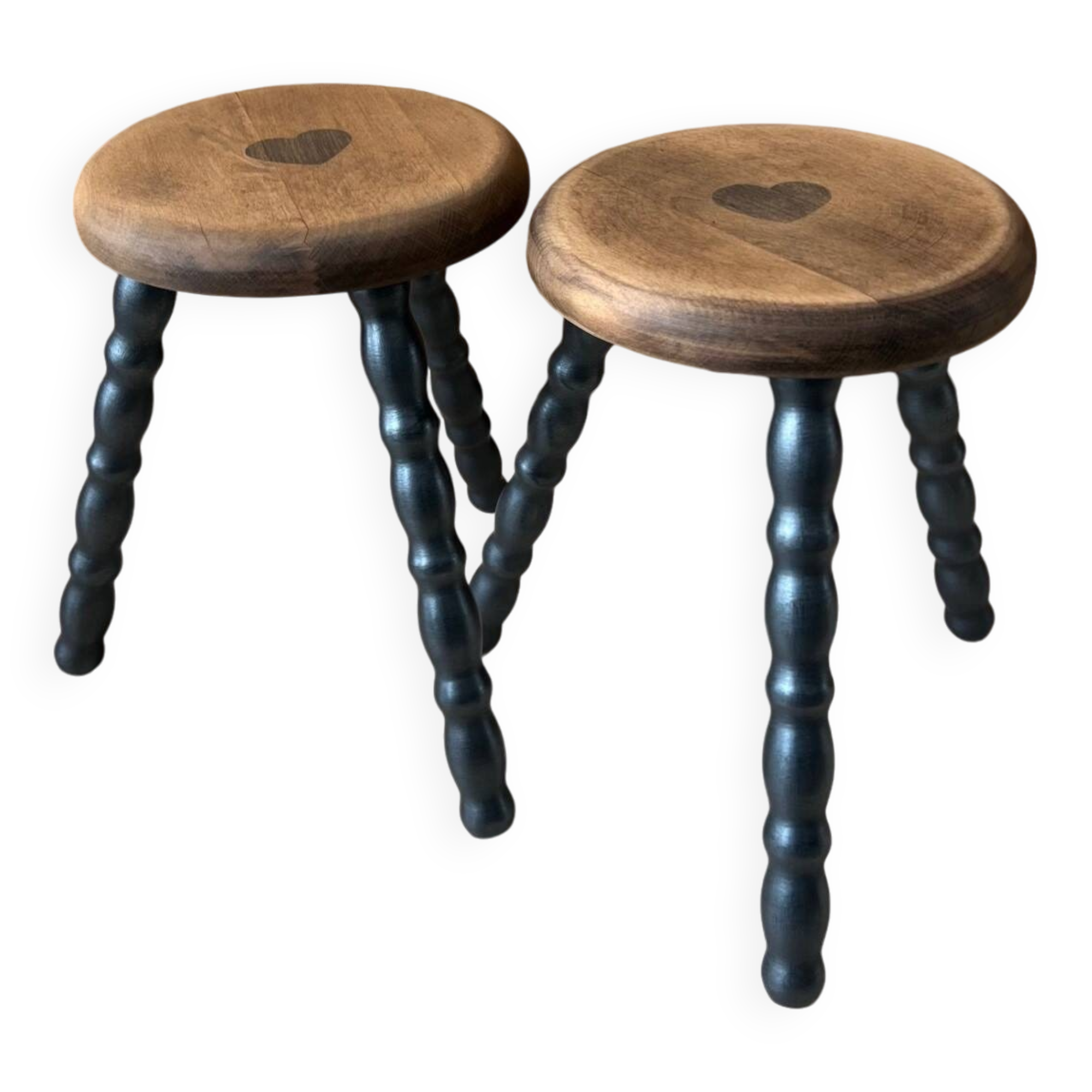 Duo de tabourets tripodes