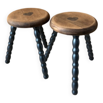Duo of tripod stools