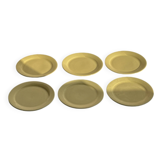 Set of 6 modern yellow dessert plates D19
