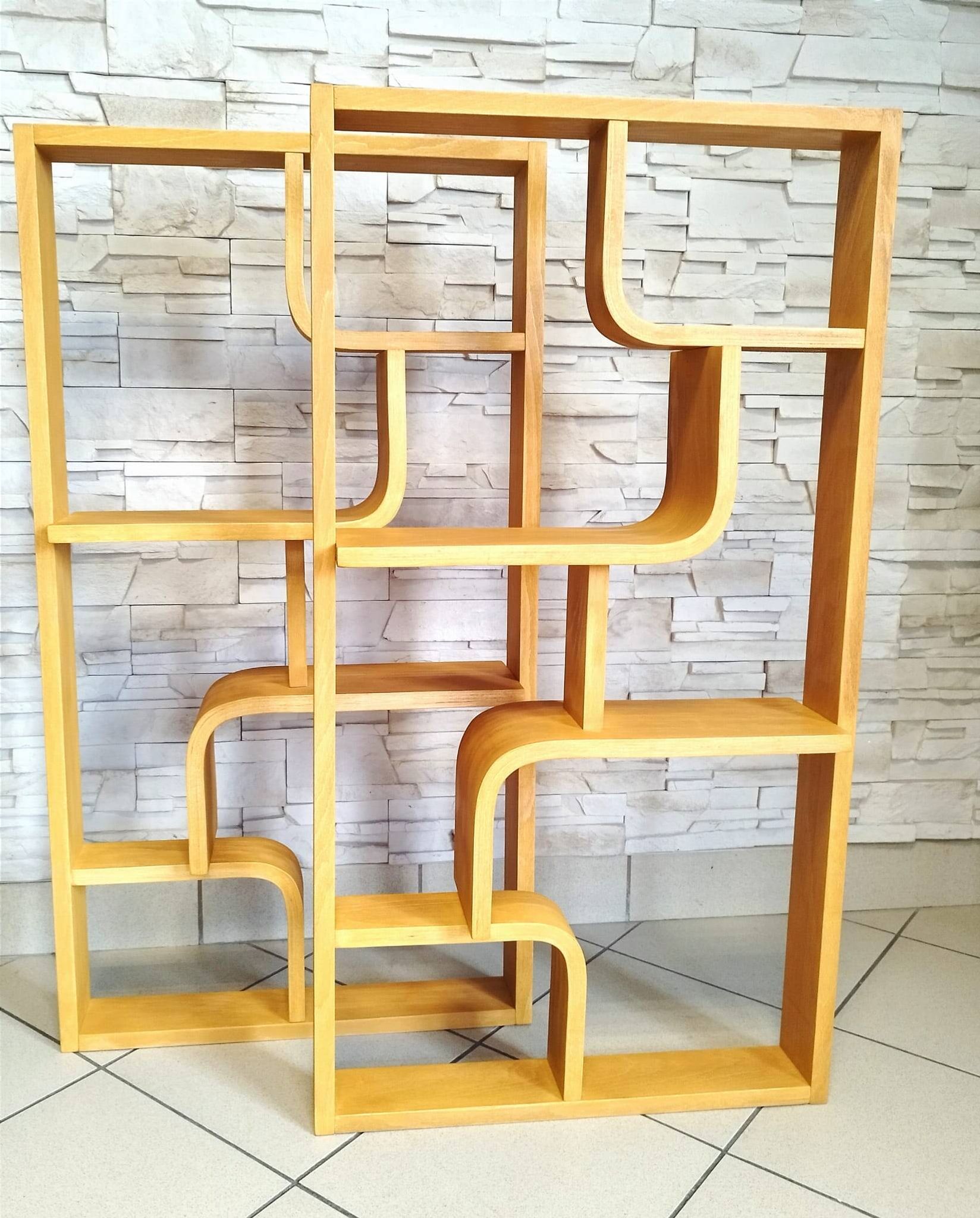 Bent plywood wall, bookcase, flowerbed, Volak by Holesov, 1960s Czechoslovakia