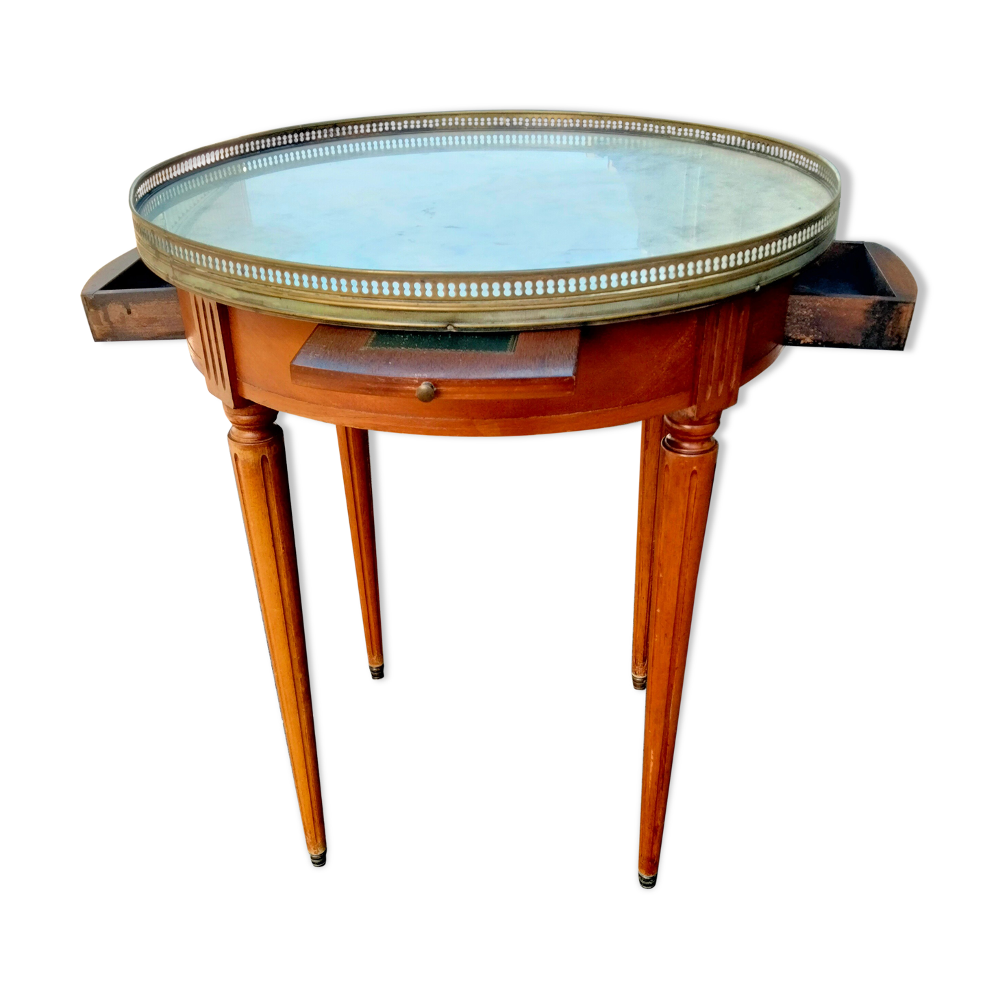 High table old hot water bottle Louis XVI style with marble top