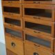 English Haberdashery Shop Cabinet with Glass Fronted Drawers, Circa 1930s
