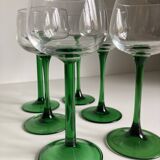 Lot 6 verre pied vert vintage
