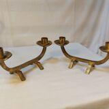 Pair of brutalist candlesticks in solid brass - 1960s
