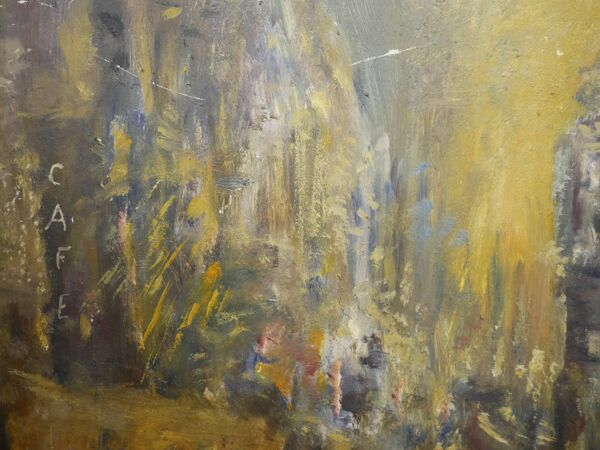 Peinture sur bois – Composition figurative moderne, brute