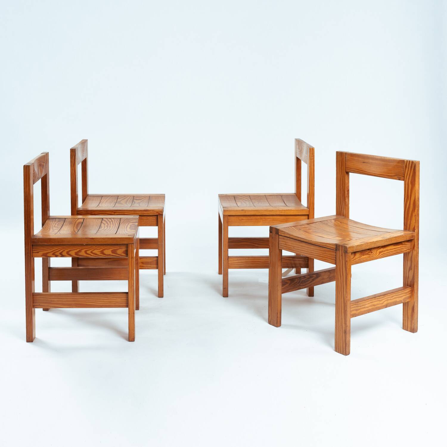 Minimalist vintage pine dining chairs with visible joints,The Netherlands,