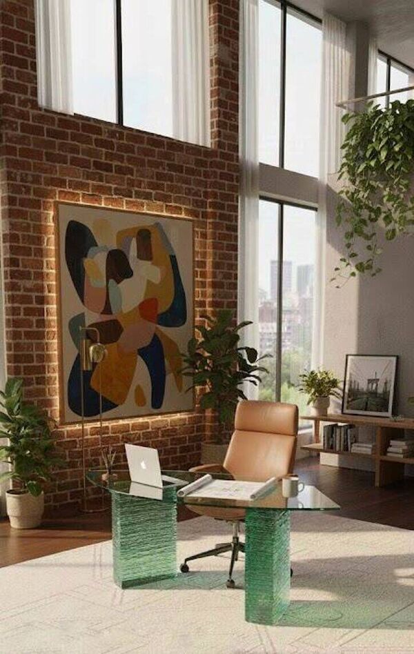 Bureau en verre design vintage / bureau contemporain design