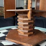 Lampe moderniste en bois - création d’ébénisterie artisanale 70’s