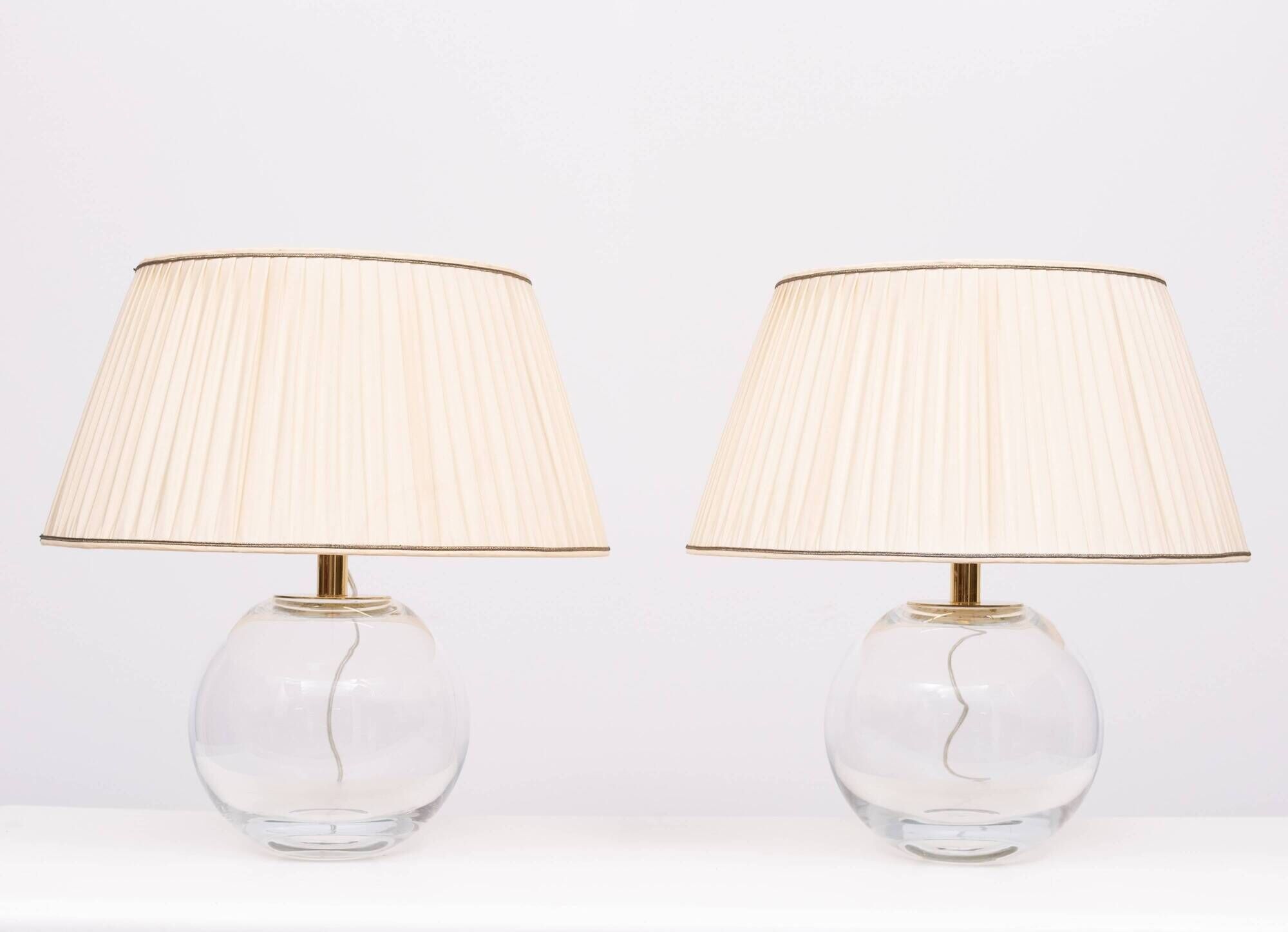 Set Glass ball table lamps 1970s France