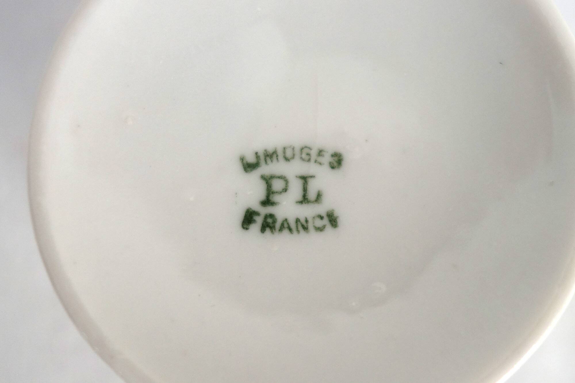 6 Limoges porcelain coffee cups, hand decorated, 1930s