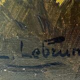 Painting "Landscape with fisherman at sunset" signed L. Lebrun XIX° century