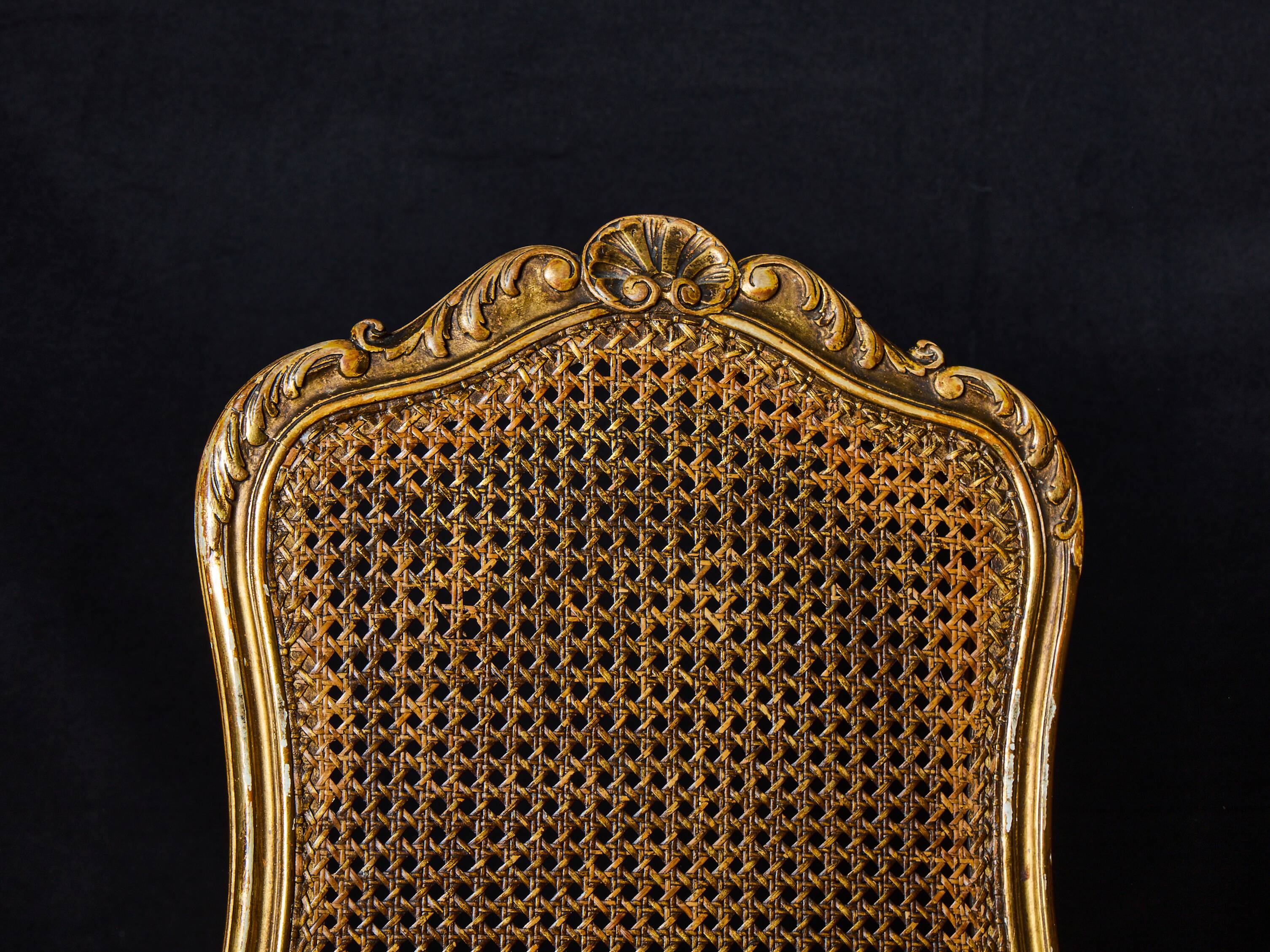 Set of 4 Louis XV style gilded chairs – Musician chair style