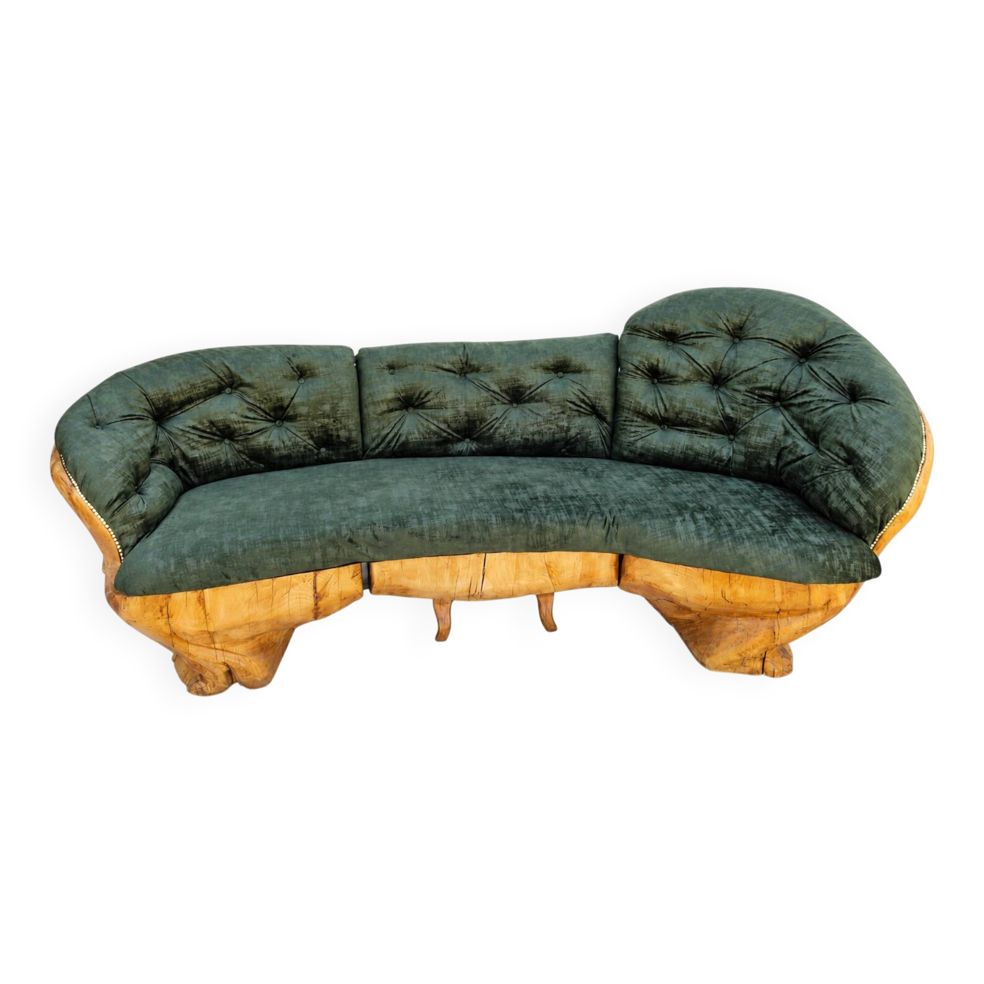 Carved velvet sofa