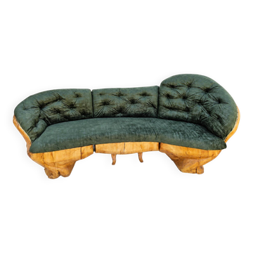 Carved velvet sofa