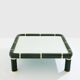 Olive green ceramic and brass coffee table by Tommaso Barbi 1970