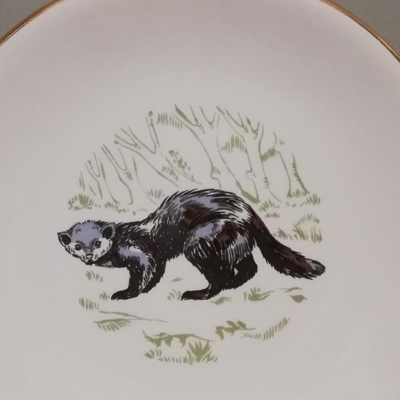 6 assiettes plates Gien Marly "animaux des forêts"