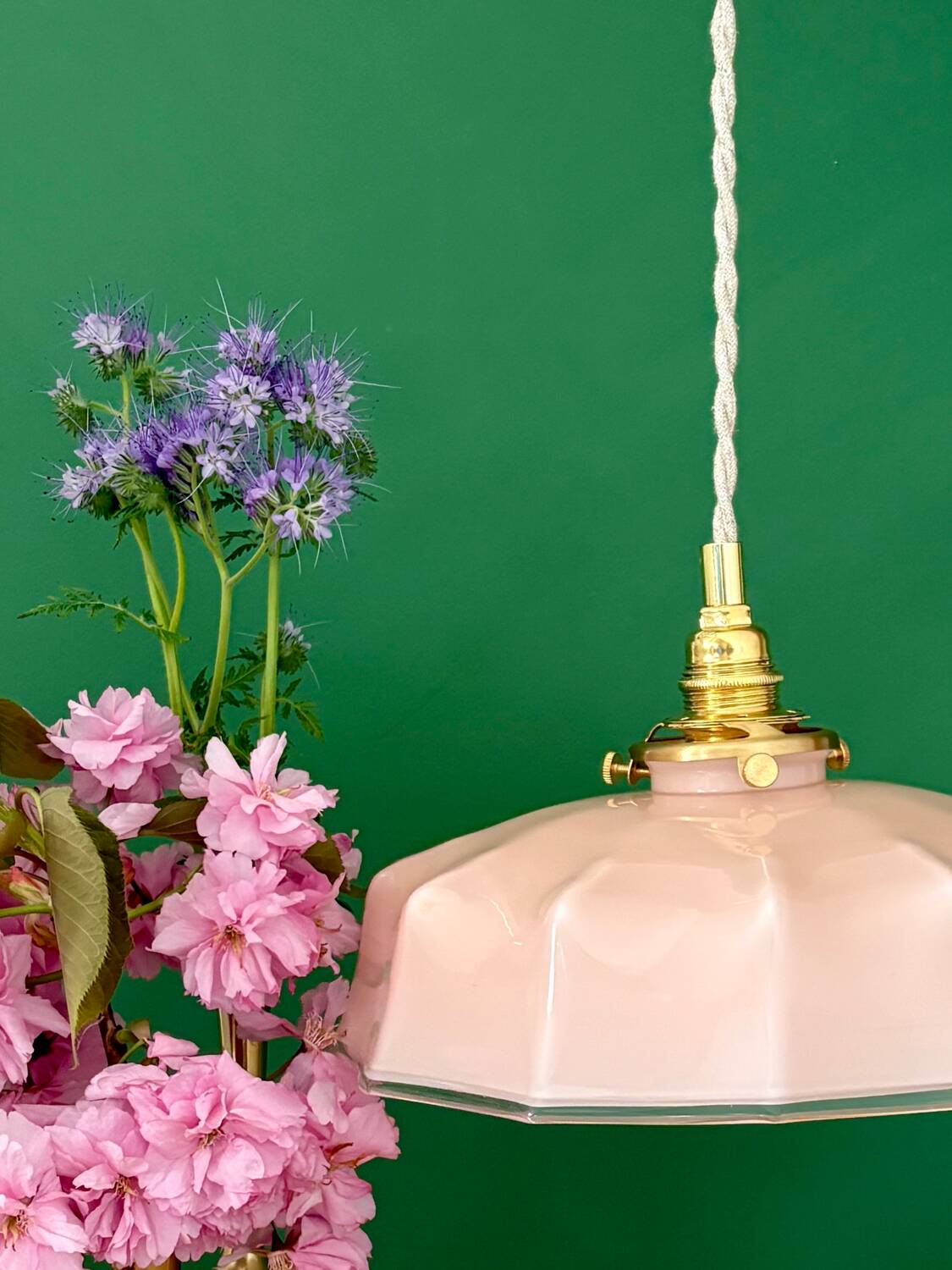 Vintage pink opaline pendant light