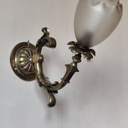 Bronze wall light with opaque glass tulip 1900