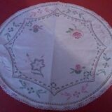 Antique linen placemat embroidered