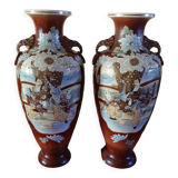 Pairs of satsuma baluster vases signed 19th Meiji period 1868-1912