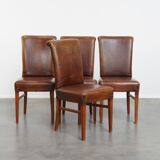 Set of 4 Sheepskin Leather Dining Chairs
