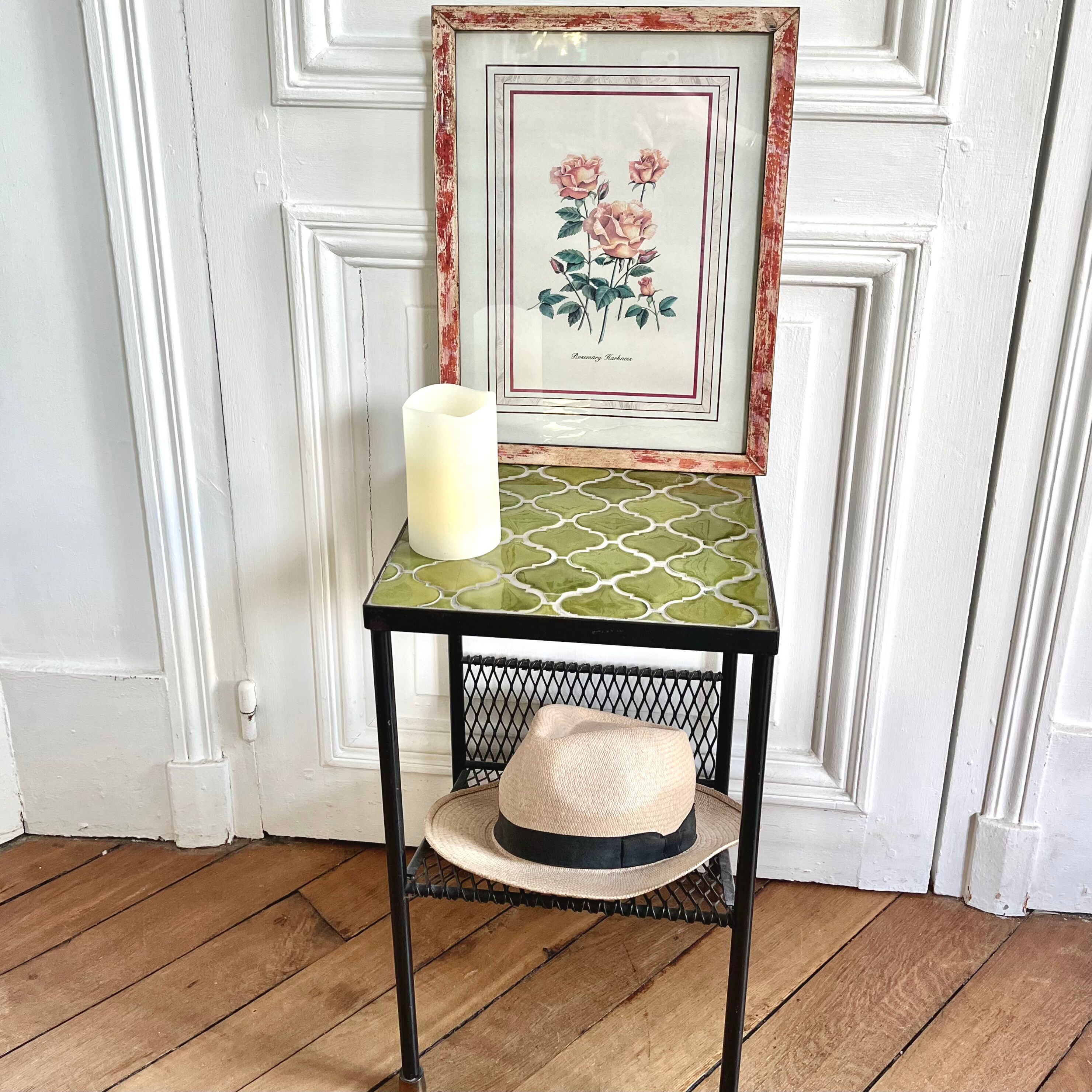 Botanical plate of roses under frame