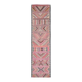 Tapis couloir en laine et coton fait main Oushak turc des années 1970, 83x331.
