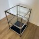 USM Haller side table in glass and Steel Blue