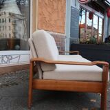 Scandinavian sofa in oak and wool from the 60s