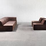 Vintage Modular Trio Sofa in Brown Teddy Upholstery from Cor, 1973, Set of 3