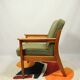 Fauteuil vintage vert boucle 1960 Scandinavian design