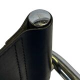 Tabouret de bar vintage en cuir noir et chrome, Italie