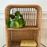 Rattan and light bamboo shelf 60s-70s