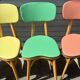 Suite 5 chaises bistrot chêne claire vernis (baumann) pied compas