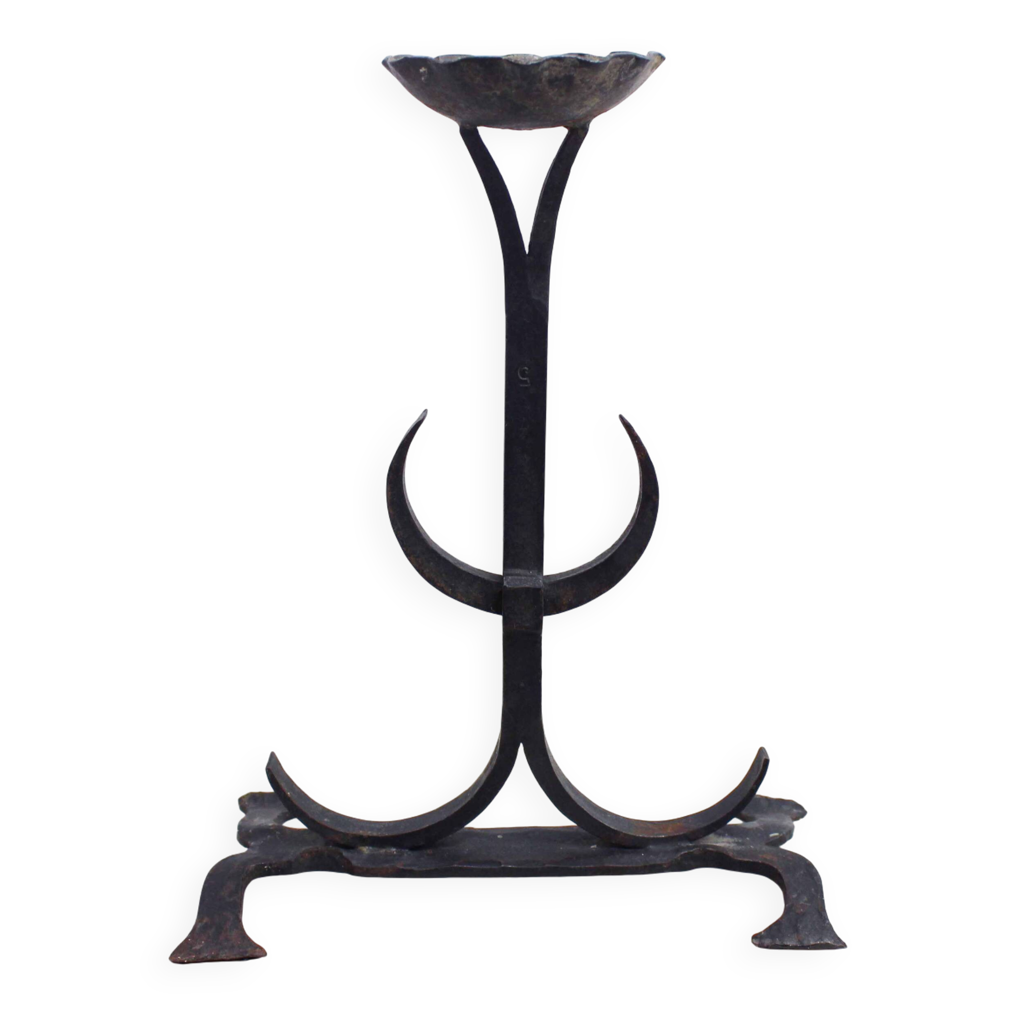 Brutalist iron candle holder 1950