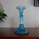 Candleholder Door blue molded glass signed