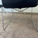 Black leather armchairs, Italian design, 70s (X2)