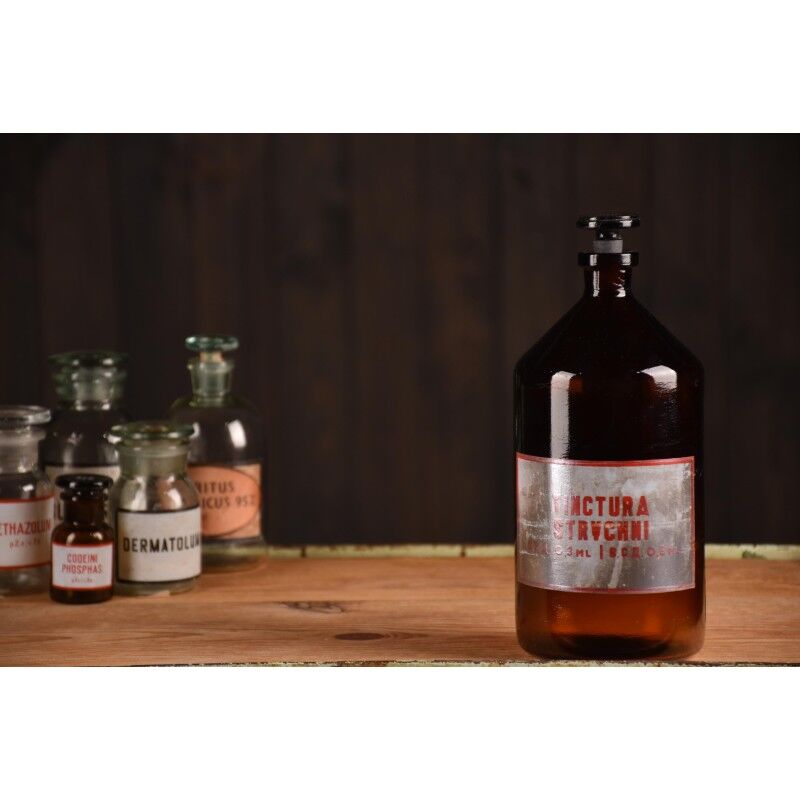 Brocante apothecary bottle 1 ltr with various prints