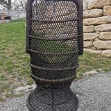 Wicker shell armchair