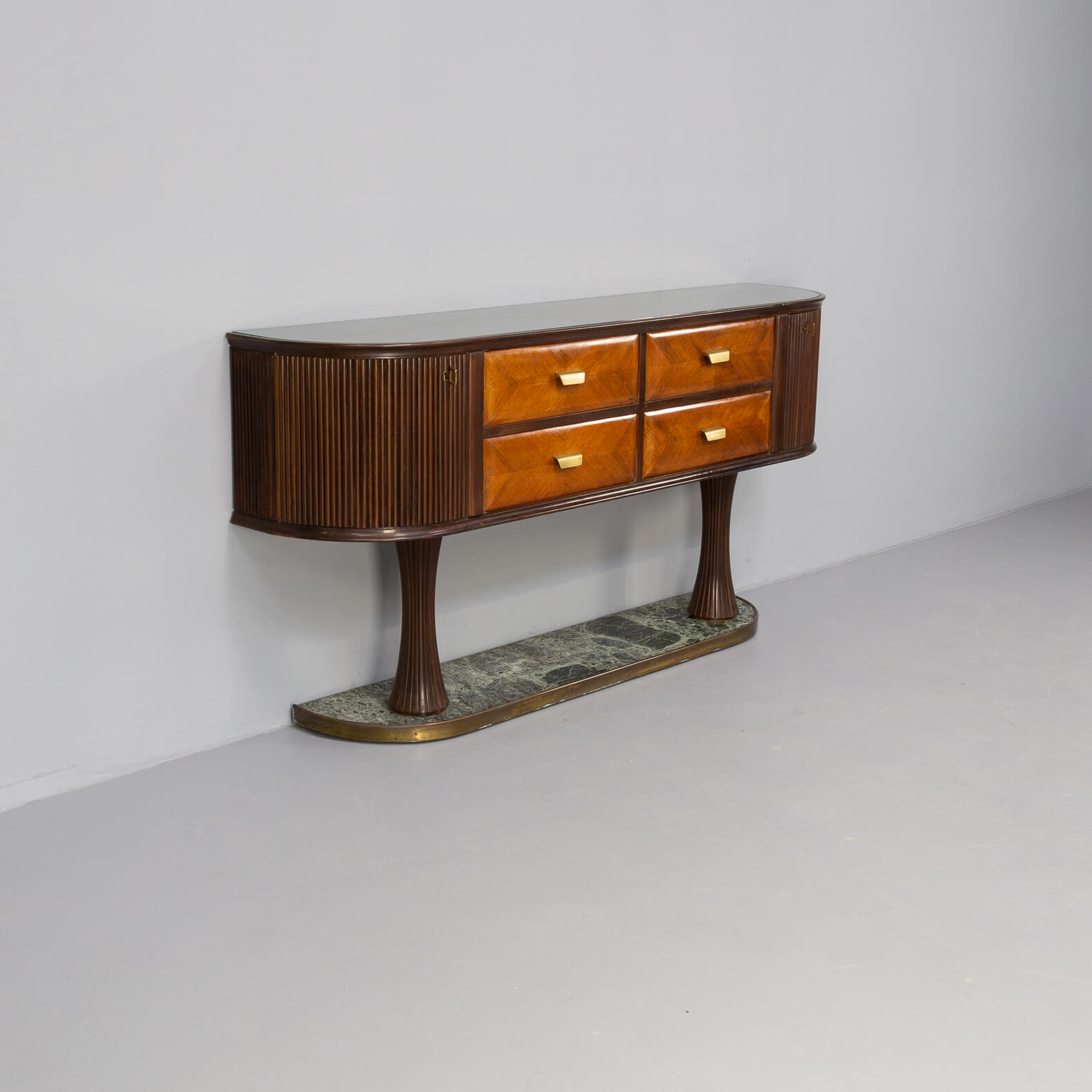 60s italian sidebaoard walnut teak and marble by vittorio dassi